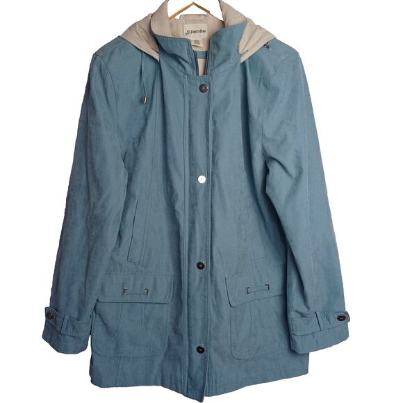 Woman's St. Johns Bay Woman's Large suede feel  Coat With Detachable Hood - Picture 2 of 9